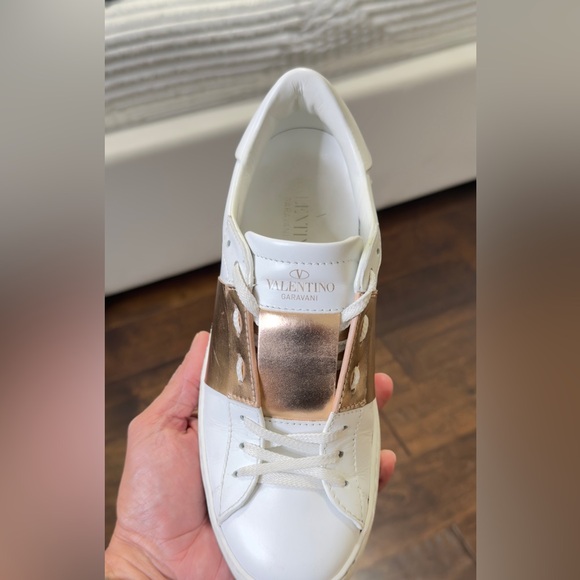 Valentino Women's White and Gold-Tone Sneakers - Picture 2 of 4
